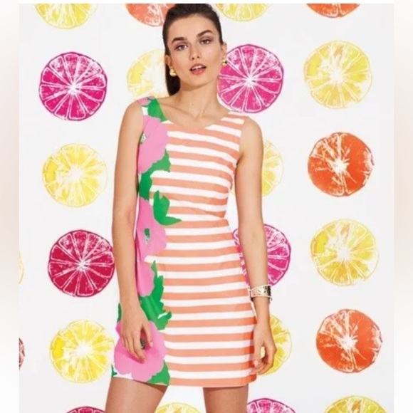 Lilly Pulitzer Mini Shift Dress Sleeveless 4 Tangerine orange and pink - Picture 9 of 9